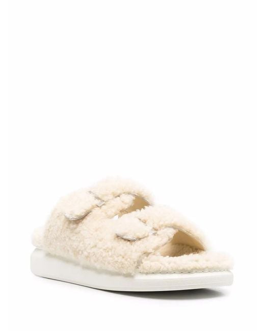 McQueen Natural Shearling-Trim Open Toe Sandals for men