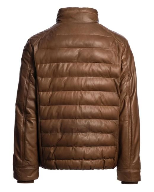 Parajumpers Brown Ernie Quilted Leather Jacket for men