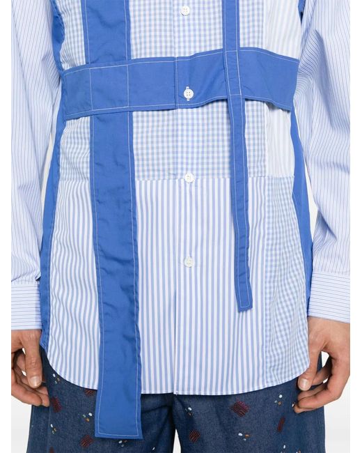 Camicia Con Design Patchwork A Righe di Comme des Garçons in Blue da Uomo