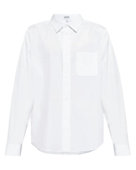 Loewe White Anagram-Embroidered Shirt for men