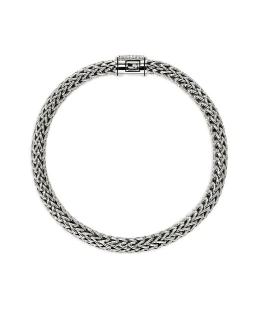 John Hardy Sterling Zilveren Schakelarmband Met Diamant in het White
