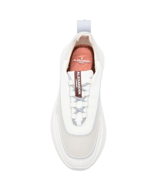 Alexander Smith White Leather Panelled Sneakers