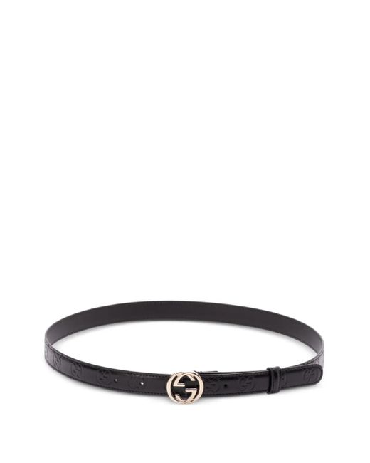 Gucci White Ledergürtel Mit Gg