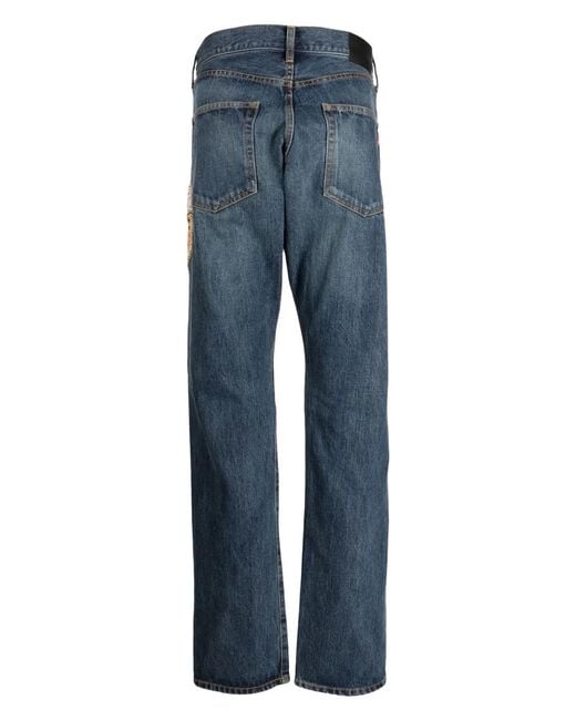 Undercover Blue Men Embroidered Patch Jeans for men