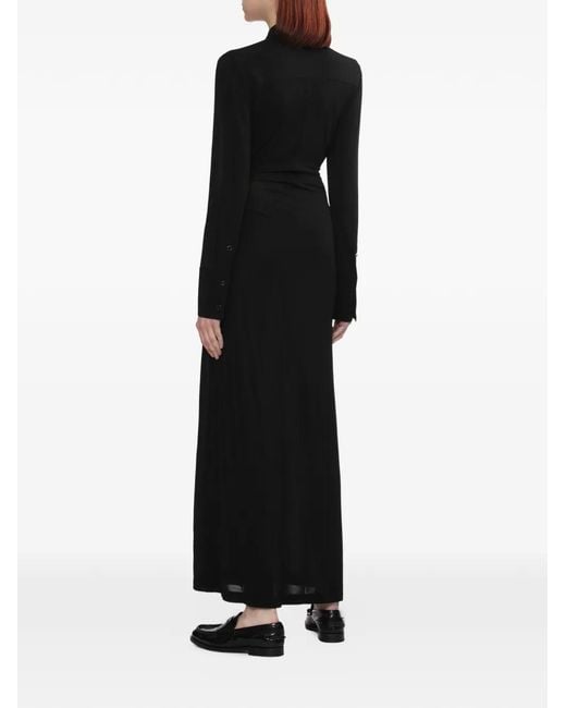 Helmut Lang Black Twisted Long-Sleeve Maxi Shirt Dress