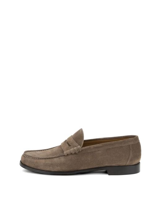 Boggi Gray Suede Leather Loafers for men