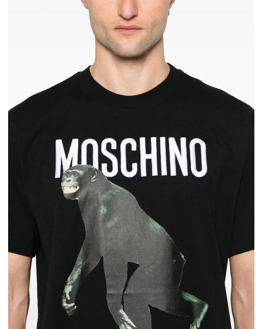 Moschino Black Graphic-Print T-Shirt for men