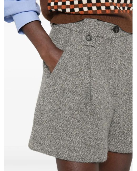 Golden Goose Deluxe Brand Gray Short Plissé Effet Tweed