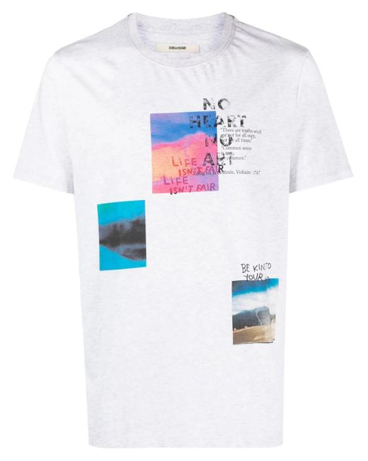 Zadig & Voltaire White ‘Ted’ Printed T-Shirt for men