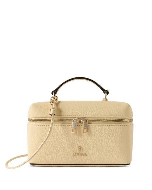 Furla Metallic Mini Camelia Grainy Leather Tote Bag