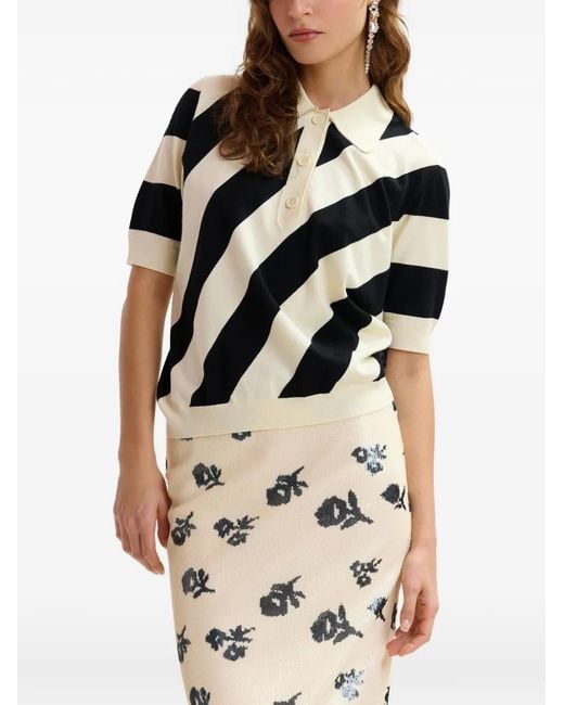 Essentiel Antwerp Black Striped Polo Top