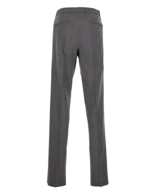 PT Torino Gray Drawstring-Waist Trousers for men