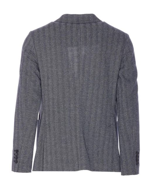 Circolo 1901 Gray Double-Breasted Chevron Jacket for men