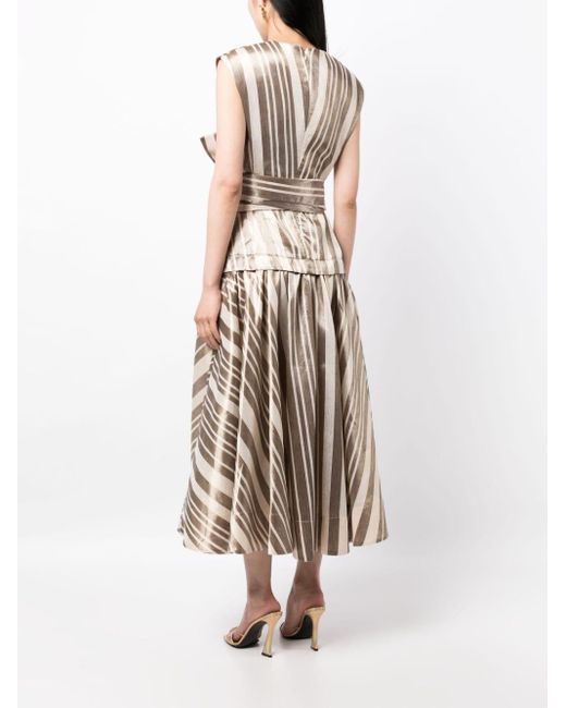 Acler White Wilson Striped Midi Dress