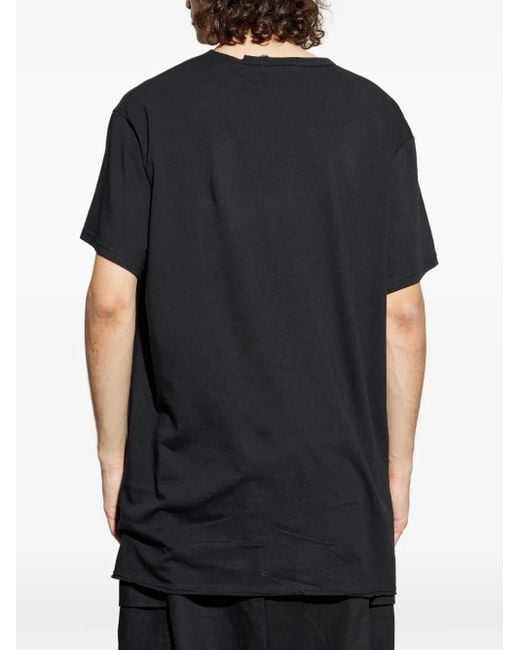 Yohji Yamamoto Black Slit-detail Short-sleeve T-shirt for men