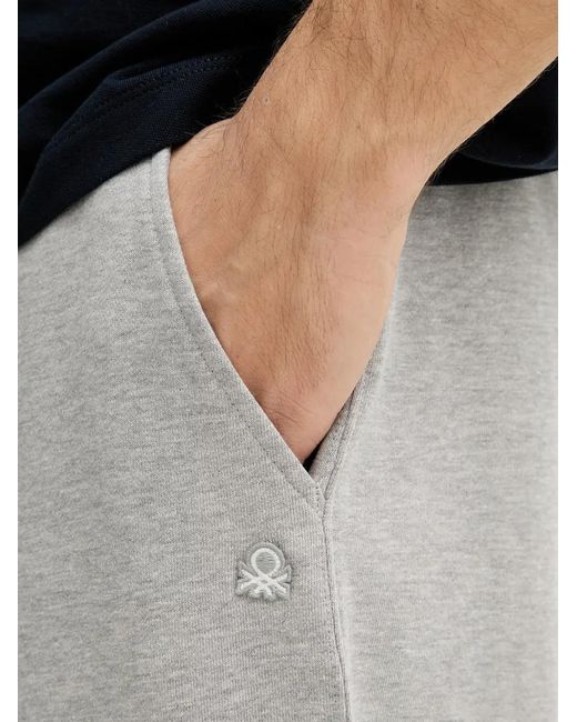 Benetton Gray Pantalon De Jogging À Logo Brodé Et Lien De Resserrage for men