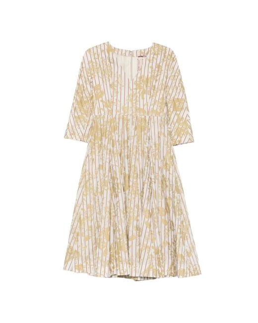 Antonio Marras Natural Striped Floral Dress