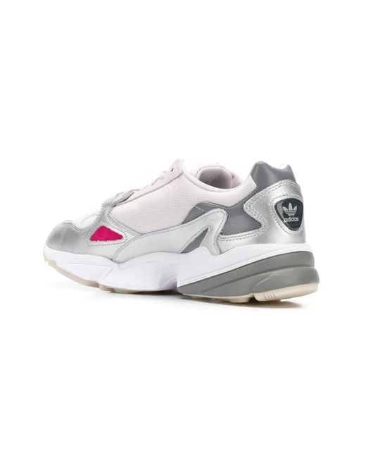 Adidas White Falcon W Leather-Trimmed Sneakers