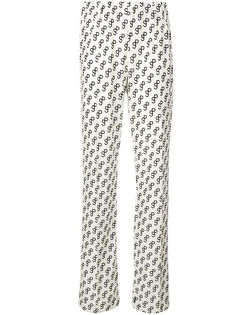 Saks Potts White Logo Print Trousers