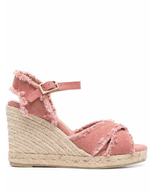 Castañer Bromelia Raffia Wedge Sandals in Pink Lyst