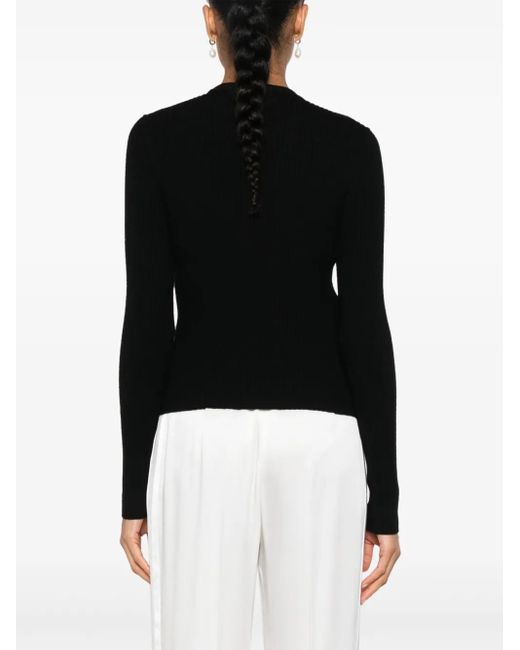 Pinko Black Wool Robusto Sweater With Buttons