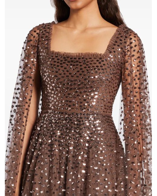 Vestido midi con lentejuelas Needle & Thread de color Brown