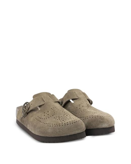 Needles Brown Clog Perforated Mules for men