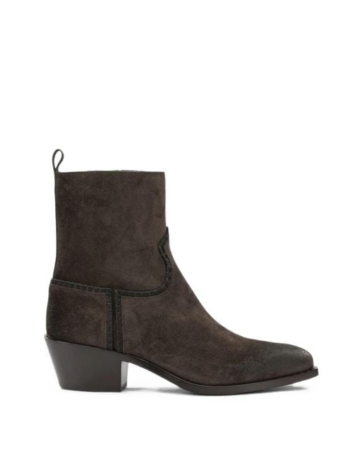 Sartore Brown Suede Western-Style Ankle Boots