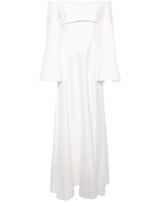 Robe longue à épaules dénudées Solace London en coloris White