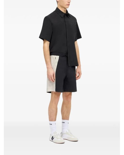 MSGM Black Colour-Block Drawstring Deck Shorts for men