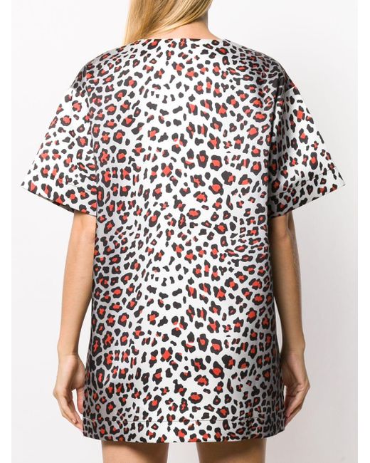 white leopard print shirt dress