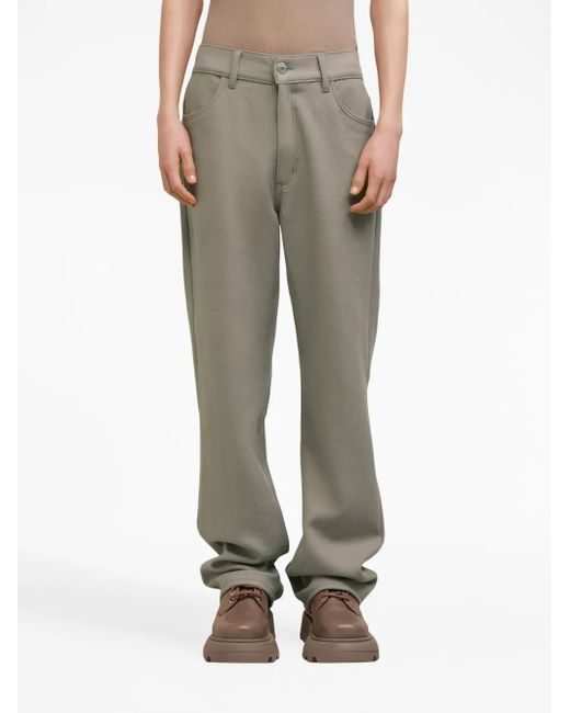 AMI Gray Wool Straight-Leg Trousers