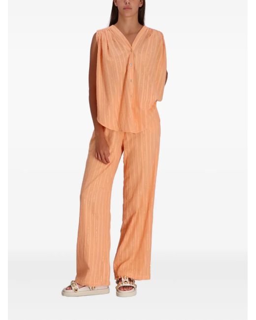 Devotion Orange Blouse Sans Manches Iris À Rayures Métallisées
