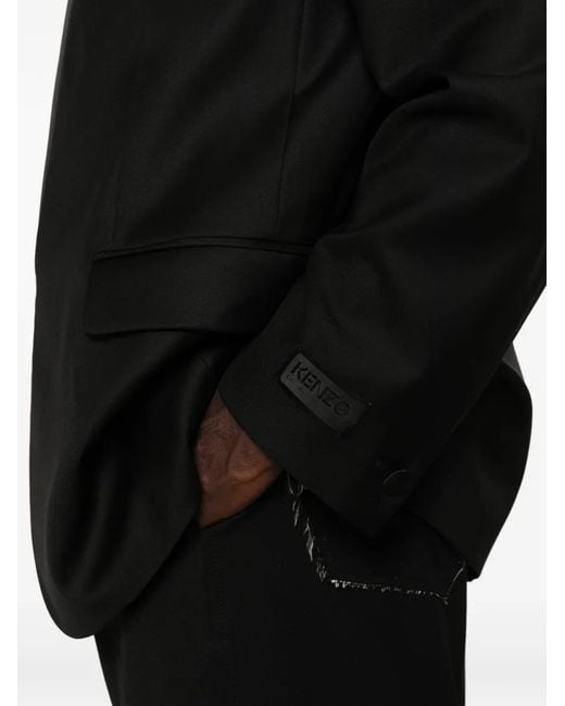 KENZO Black V-Neck Blazer for men