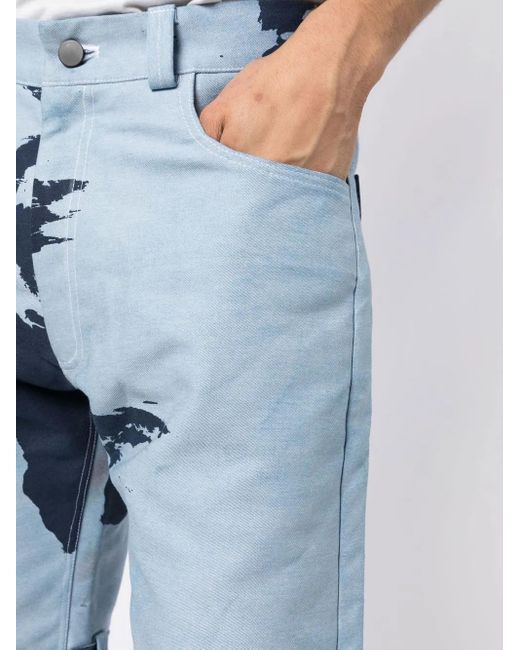 Stain Shade Blue Abstract-Print Bermuda Shorts for men