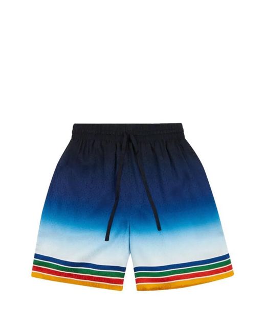 Casablanca Blue Studio De Musique Silk Track Shorts for men