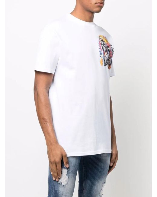 Philipp Plein White Skull Print T-Shirt
