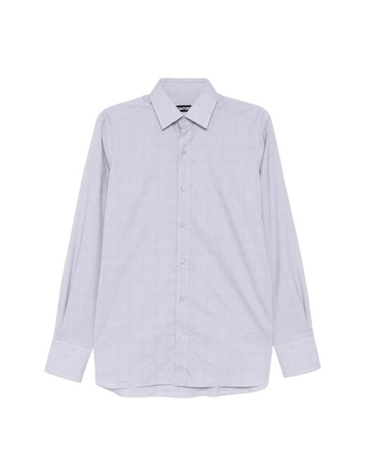 Tom Ford White Plaid Shirt for men