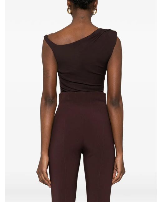 Elisabetta Franchi Black Chocolate Bodysuit Half Moon