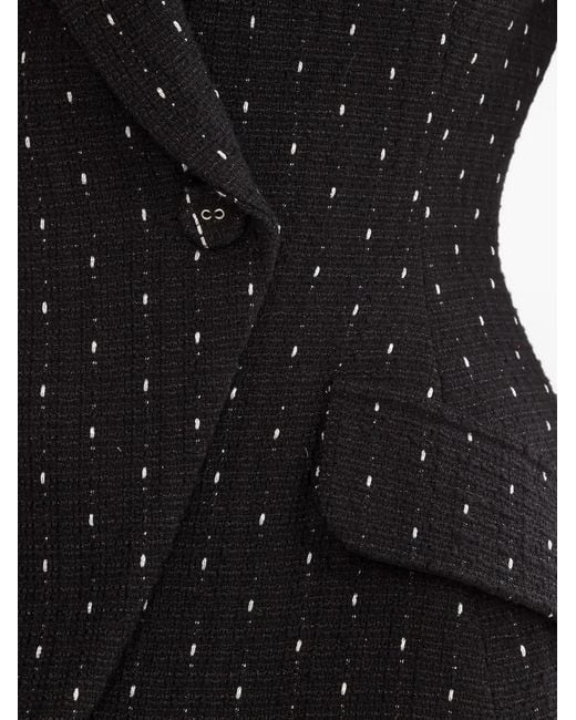 Nissa Black Double-Breasted Boucle Blazer