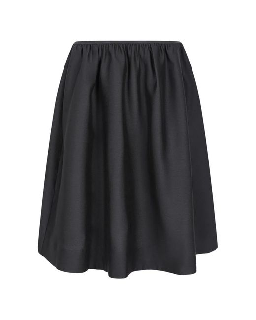 JNBY Black Shirred A-Line Midi Skirt