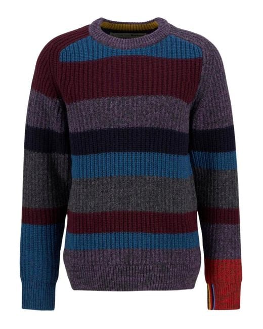Chiara D'este Blue Striped Crew-Neck Sweater for men