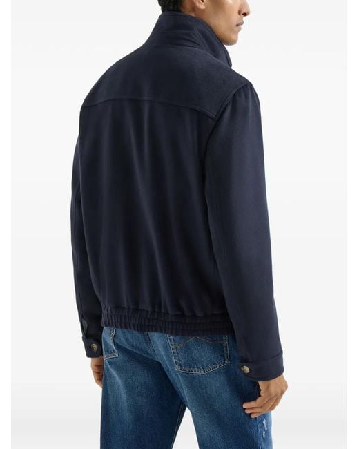Brunello Cucinelli Blue Zip-Up Jacket for men