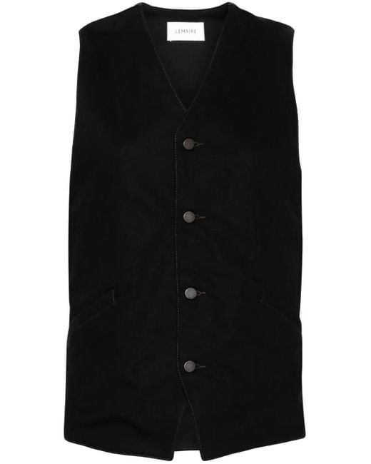 Lemaire Black Cotton-Denim Waistcoat