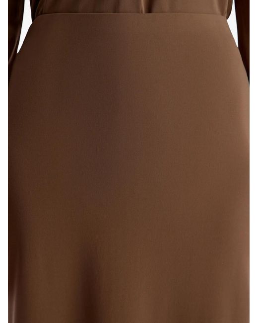 12 STOREEZ Brown Split Midi Skirt