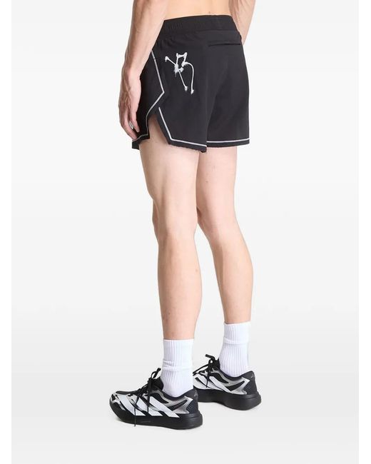 Y-3 Black Chito Graphic-Print Side-Slit Shorts for men