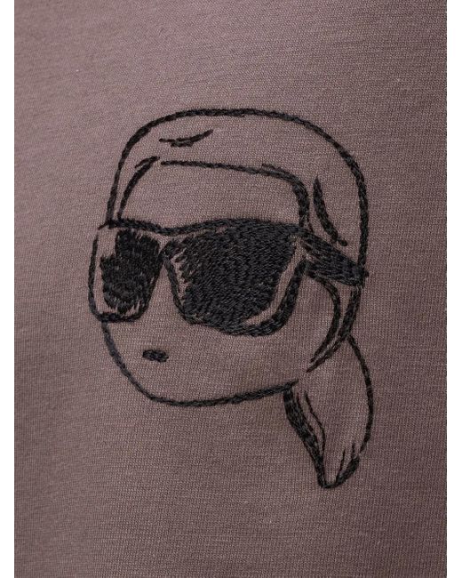 Karl Lagerfeld Gray Embroidered-Logo T-Shirt for men