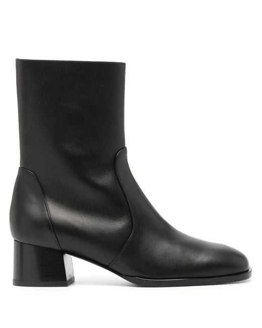 Stuart Weitzman Black Nola Leather Ankle Boots