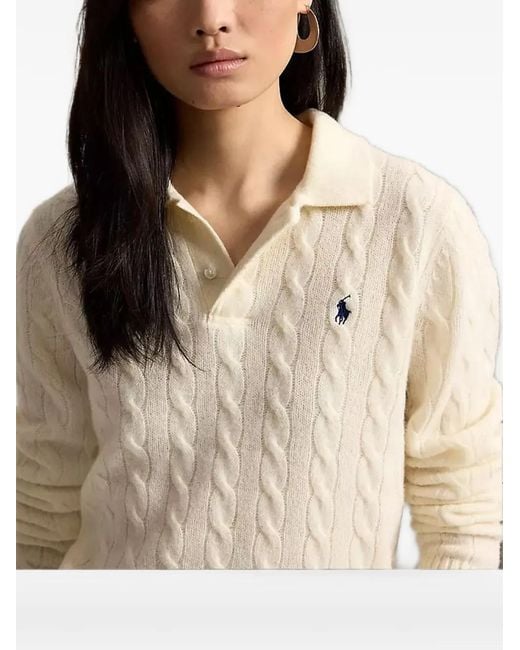 Polo Ralph Lauren Natural Cable-Knit Wool-Cashmere Polo Jumper