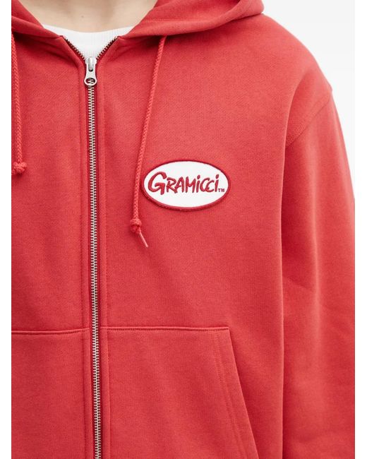 Gramicci Red Logo-Patch Zip-Up Hoodie for men